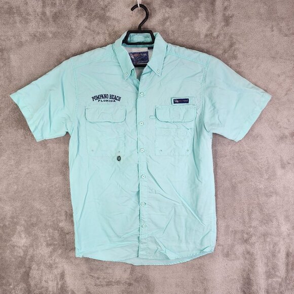 Mens Blue Spicy Tuna Shirt Pompano Beach Florida Button Down Short Sleeve Size M - Picture 2 of 11